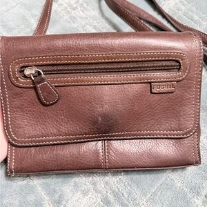 Fossil Dark Brown Leather Crossbody Bag